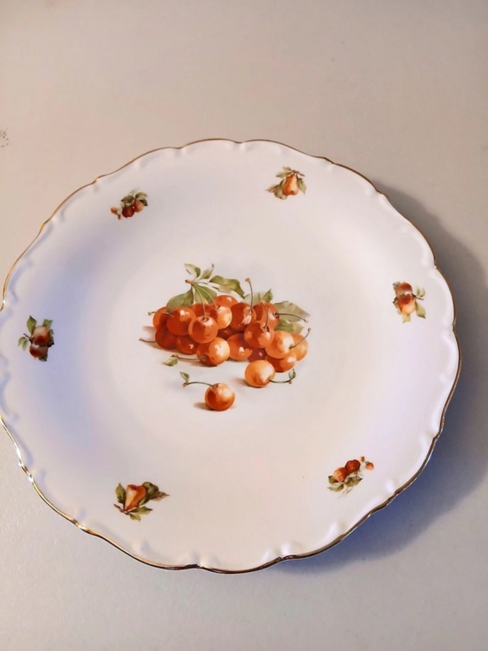 Schumann Arzberg Golden Crown E&R 1886 Fruit Pattern Dessert / Salad Plate White